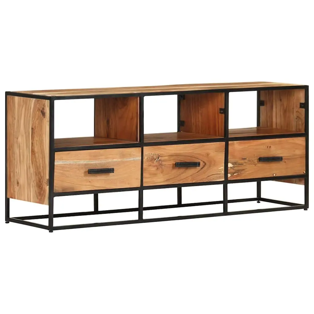 TV Cabinet for Living Room 110x30x45cm Solid Acacia Wood with 3 Drawers and 3 Shelves Brown