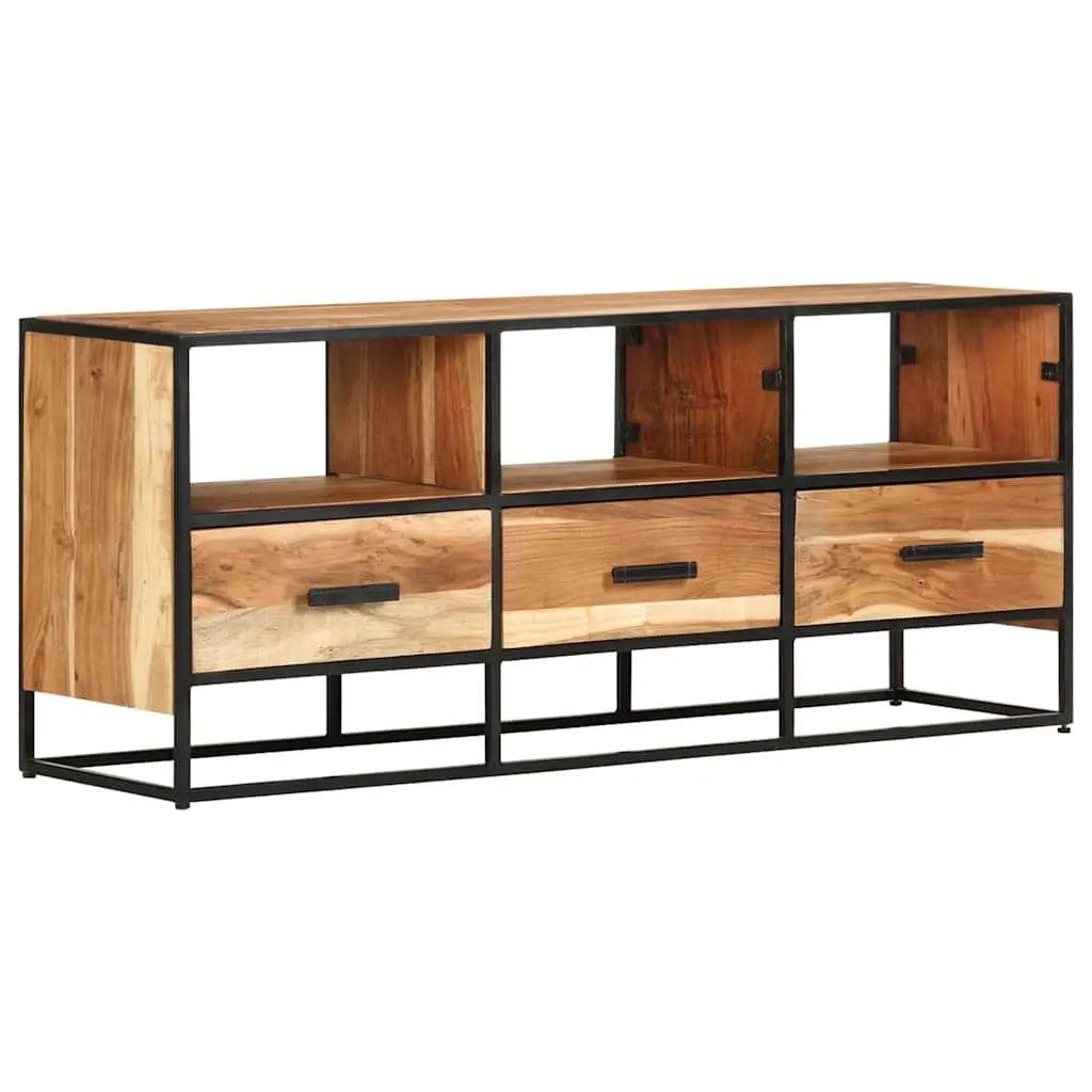 TV Cabinet for Living Room 110x30x45cm Solid Acacia Wood with 3 Drawers and 3 Shelves Brown
