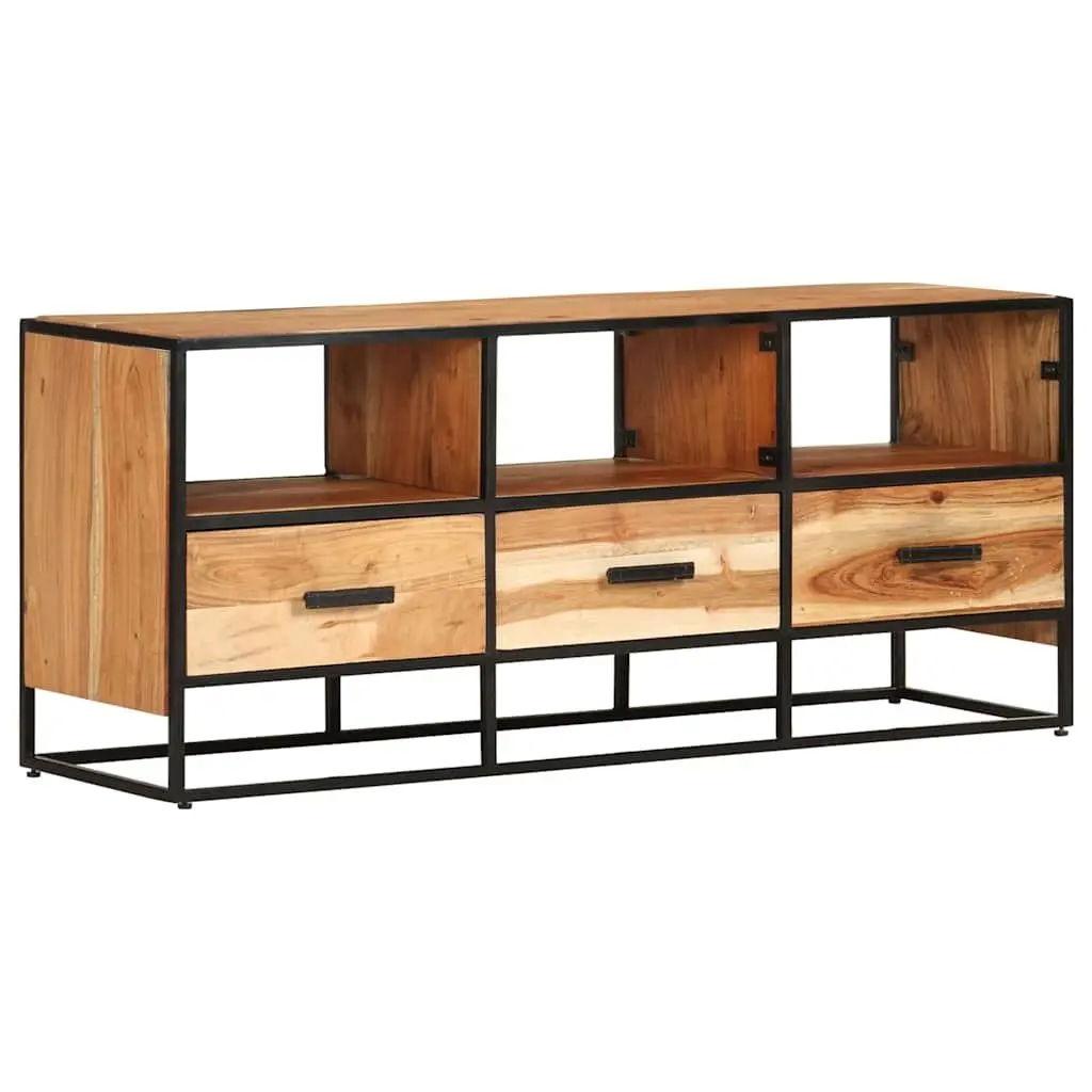 TV Cabinet for Living Room 110x30x45cm Solid Acacia Wood with 3 Drawers and 3 Shelves Brown