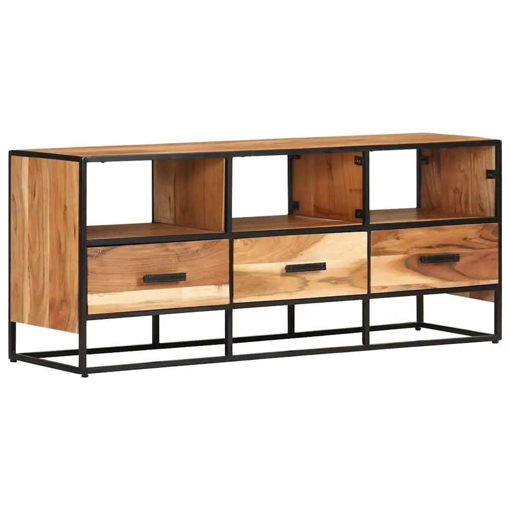 TV Cabinet for Living Room 110x30x45cm Solid Acacia Wood with 3 Drawers and 3 Shelves Brown
