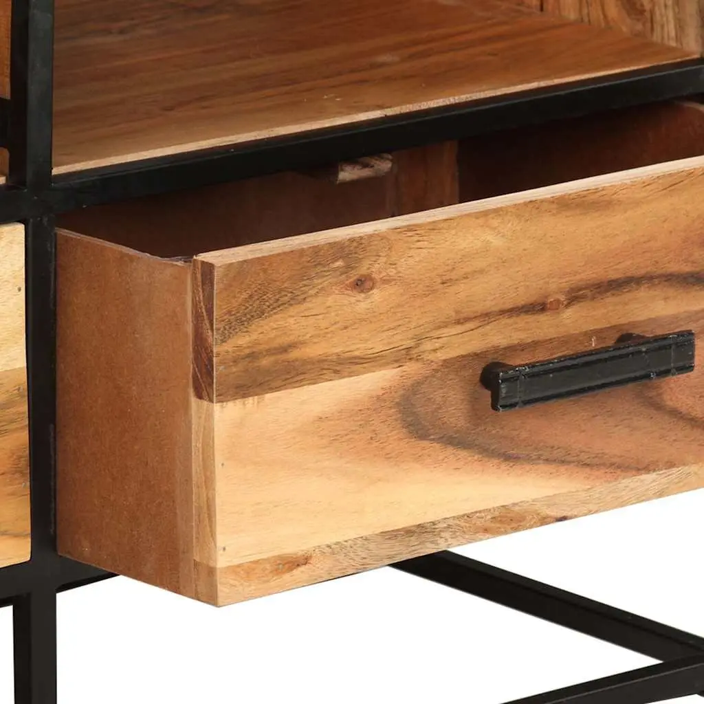 TV Cabinet for Living Room 110x30x45cm Solid Acacia Wood with 3 Drawers and 3 Shelves Brown