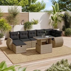 Grey Modular Outdoor Sofa Set - 8 Pieces of Durable Comfort
