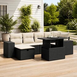 Specifications of 7 Piece Modular Black Garden Sofa Set