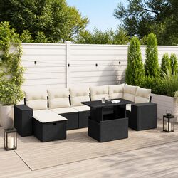8-Piece Black Modular Outdoor Sofa Set: Specs & Details
