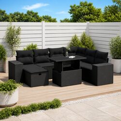 8-Piece Garden Sofa Set with Adjustable Table and Cushions