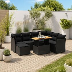 Specifications of 8-Piece Black Rattan Garden Sofa Set