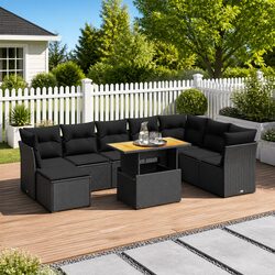 Specifications of the 9 Piece Outdoor Sofa Set in Black