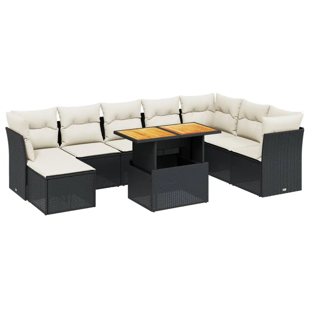 Garden Sofa Set 9 Piece Outdoor Furniture Patio Sectional Black