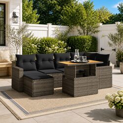 7 Piece Modular Outdoor Furniture Set in Grey
