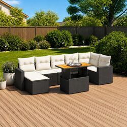 Specifications of 8 Piece Black Garden Sofa Set with Cushions