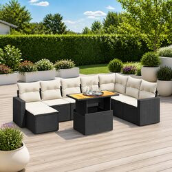 Garden Sofa Set 9 Piece Outdoor Furniture Patio Sectional with Cushions Black