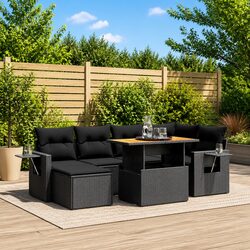 Specifications of the 7 Piece Garden Sofa Set in Black