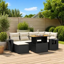 7 Piece Garden Sofa Set Specifications - Black Outdoor Furniture
