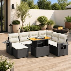 Outdoor Sofa Set: 8 Piece Modular Patio Furniture in Black