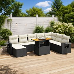 9 Piece Garden Sofa Set Specifications - Black Poly Rattan