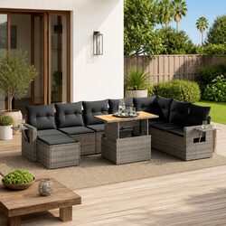 Specifications of 9-Piece Grey Garden Sofa Set
