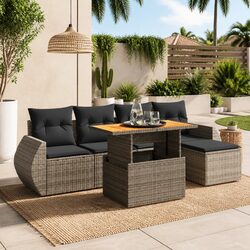 Specifications of 6 Piece Grey Garden Sofa Set with Cushions