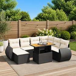 Garden Sofa Set 8 Piece Outdoor Furniture Patio Lounge Black Modular Rattan