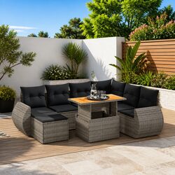 Garden Sofa Set 8 Piece Outdoor Furniture Patio Grey Poly Rattan Modular Seating