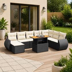 Specifications of 9-Piece Outdoor Sofa Set - Black Rattan