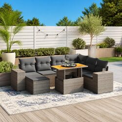 8 Piece Modular Garden Sofa Set with Adjustable Table