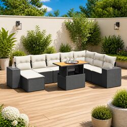 9-Piece Black Modular Garden Sofa Set Specifications