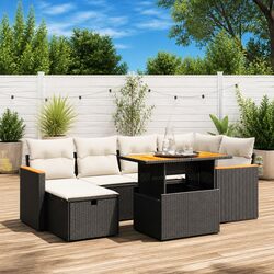Specifications of 7-Piece Black Modular Garden Sofa Set