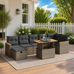 Garden Sofa Set Specifications: 8-Piece Outdoor Furniture