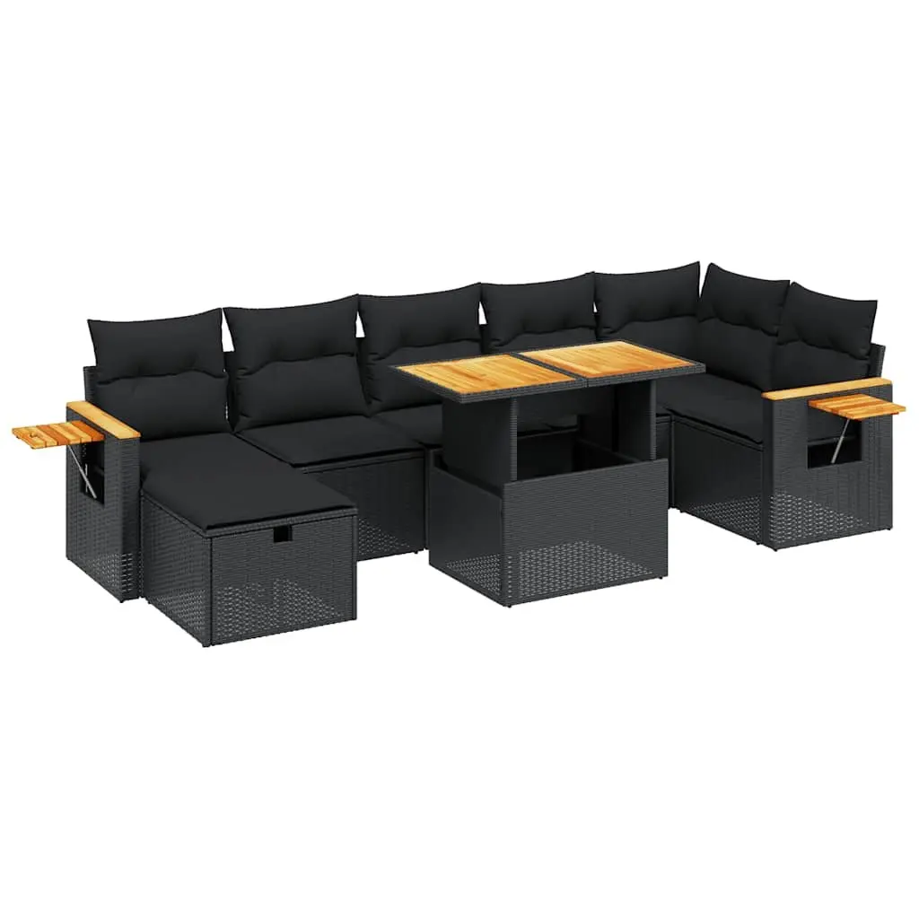 Garden Sofa Set 8 Piece Outdoor Furniture Patio Seating Black Poly Rattan