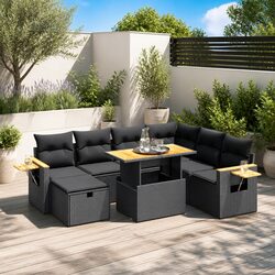 Specifications of 8-Piece Black Modular Garden Sofa Set