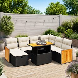 8-Piece Garden Sofa Set with Adjustable Table and Modular Design