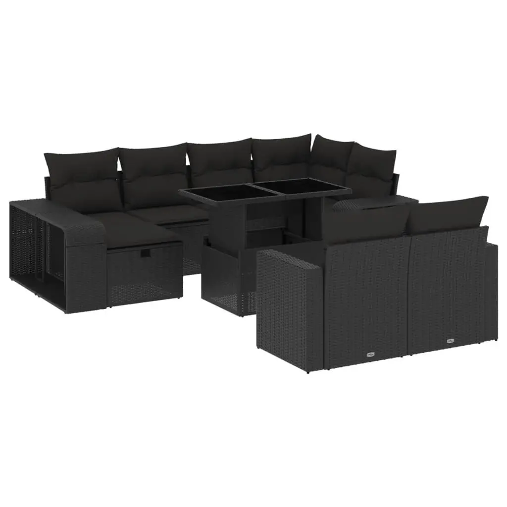 11-Piece Black Outdoor Sofa Set