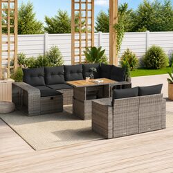 Garden Sofa Set Specifications: 11 Pieces in Grey Rattan