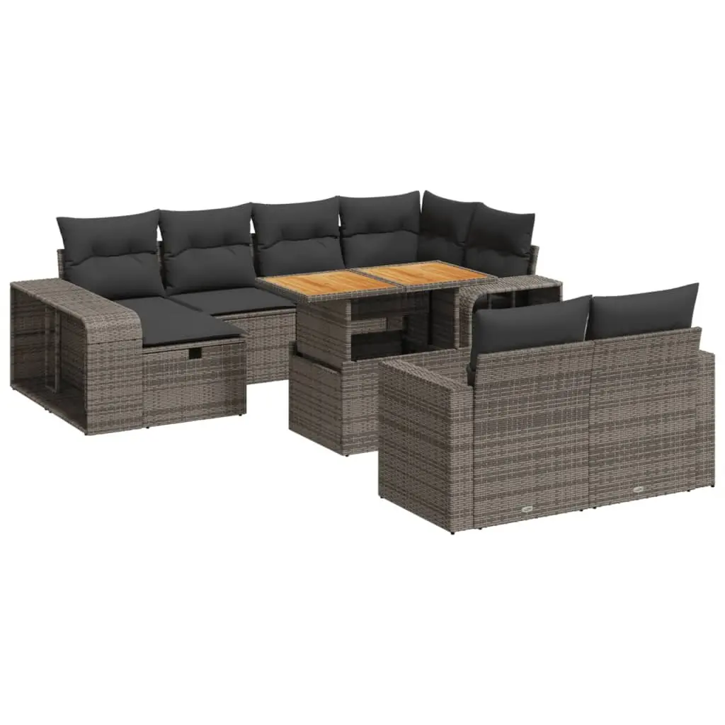Garden Sofa Set Outdoor Furniture Patio 11 Piece Grey Poly Rattan Modular
