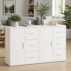 White Engineered Wood Sideboard Cabinets: Specs Inside