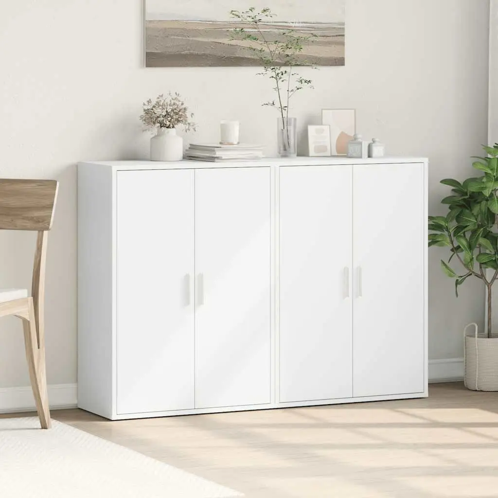 White Engineered Wood Sideboard Storage Cabinet for Living Room 60 x 31 x 84 cm