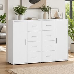 White Engineered Wood Sideboard Storage Cabinets 60x31x84 cm