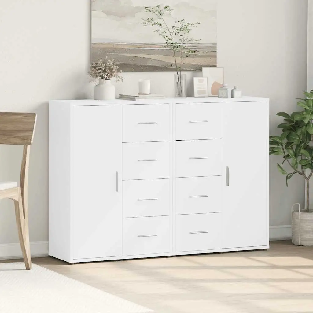 White Engineered Wood Sideboard Storage Cabinets 60x31x84 cm