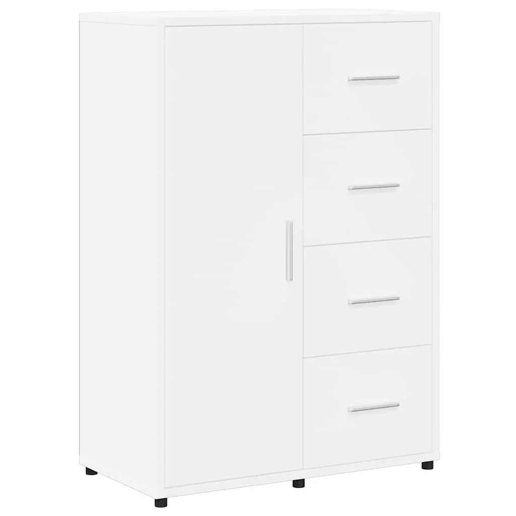 White Engineered Wood Sideboard Storage Cabinets 60x31x84 cm