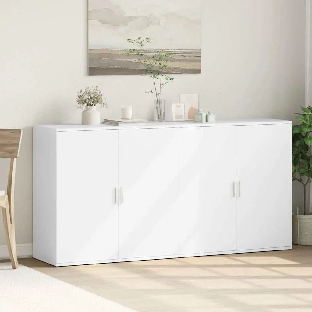 Sideboard Cabinet Living Room Bedroom Dining Space 79x38x80 cm White Engineered Wood 2 Piece