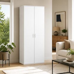 Storage Cabinet Highboard Dimensions: 70x35x180 cm White