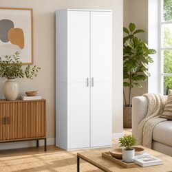 Highboard Storage Cabinet Specifications: White 60x35x180 cm