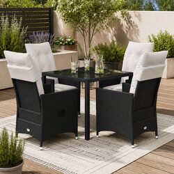 Factual Overview: Black Poly Rattan Outdoor Dining Set