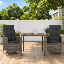 Factual Outdoor Bistro Set - 3 Piece with Rattan Chairs & Table
