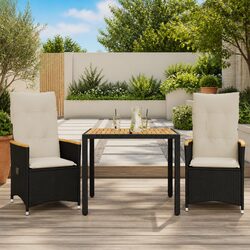 3 Piece Bistro Set Garden Furniture Outdoor Patio Chair Table with Cushions