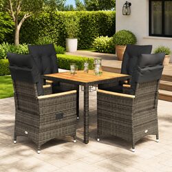 Garden Dining Set: 5 Piece Grey Furniture with Rattan