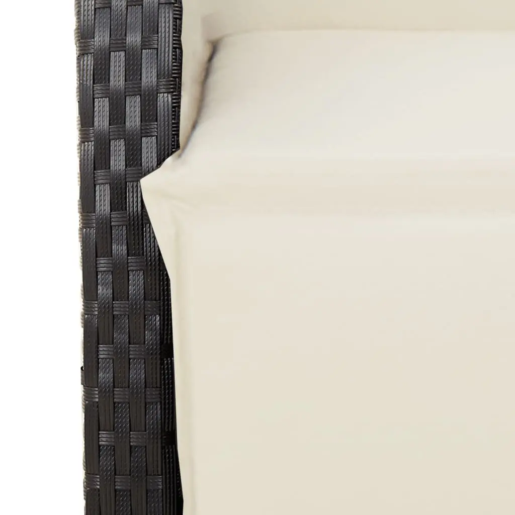 3 Piece Outdoor Bistro Set for Garden Black Poly Rattan with Cushions