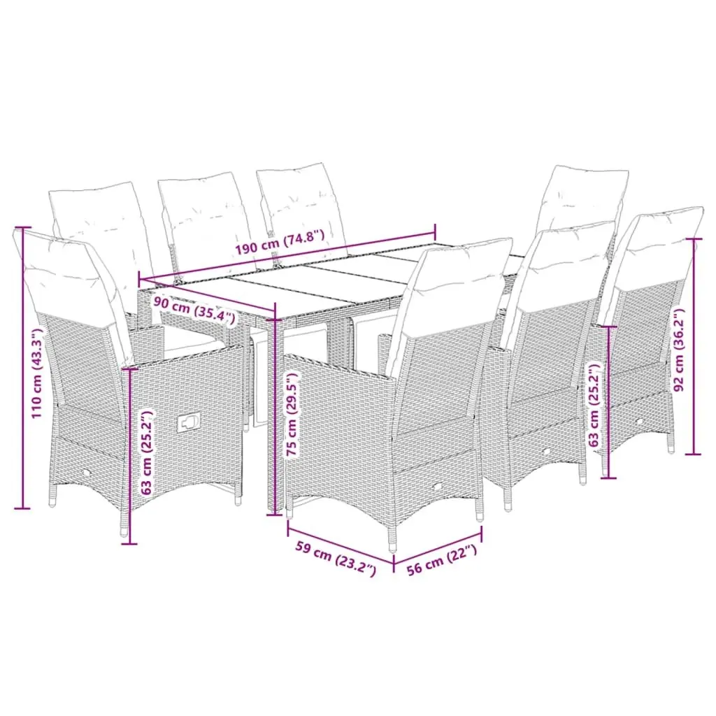 9-Piece Garden Dining Set