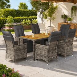 Specifications for 7 Piece Garden Bistro Set Grey Poly Rattan