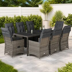 9 Piece Garden Bistro Set with Adjustable Seating